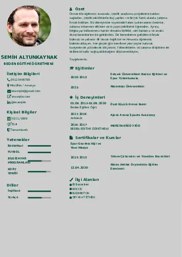 Beden Eğitimi Öğretmeni CV Örnekleri cv indir